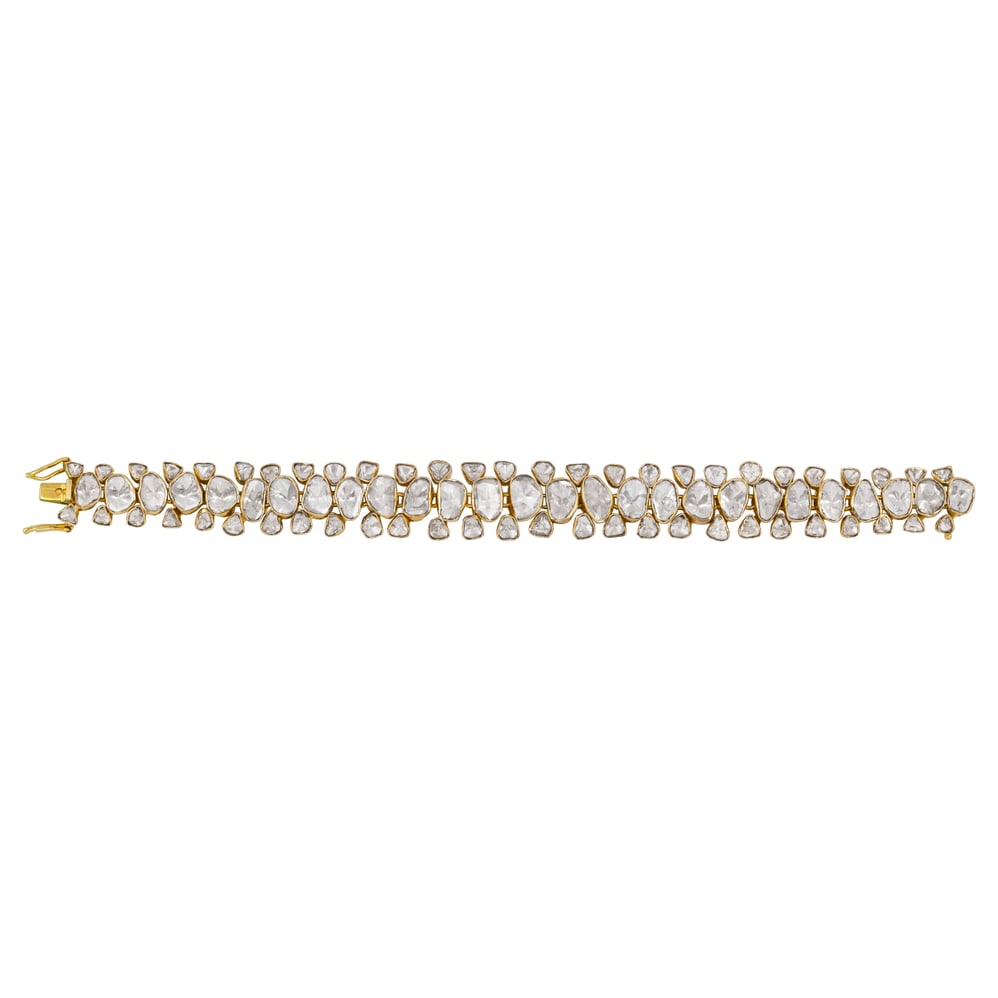 Flexible Linear Polki Bracelet in Open Setting